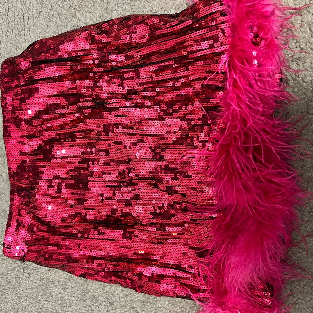Sequin Hot Pink Fashionable Stretchy Skirt